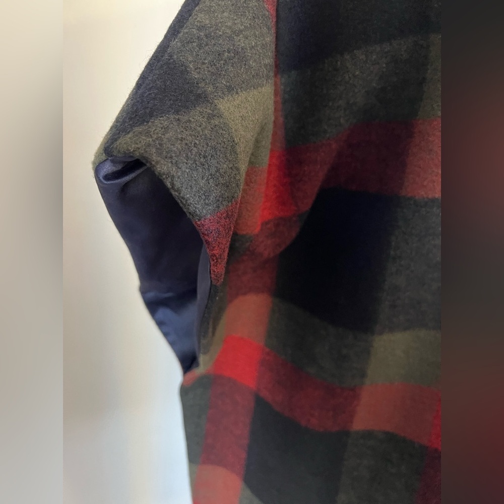 Maeve by Anthropology Red Plaid Multicolor Polyester Blend Cropped Cape One Size - Picture 5 of 8